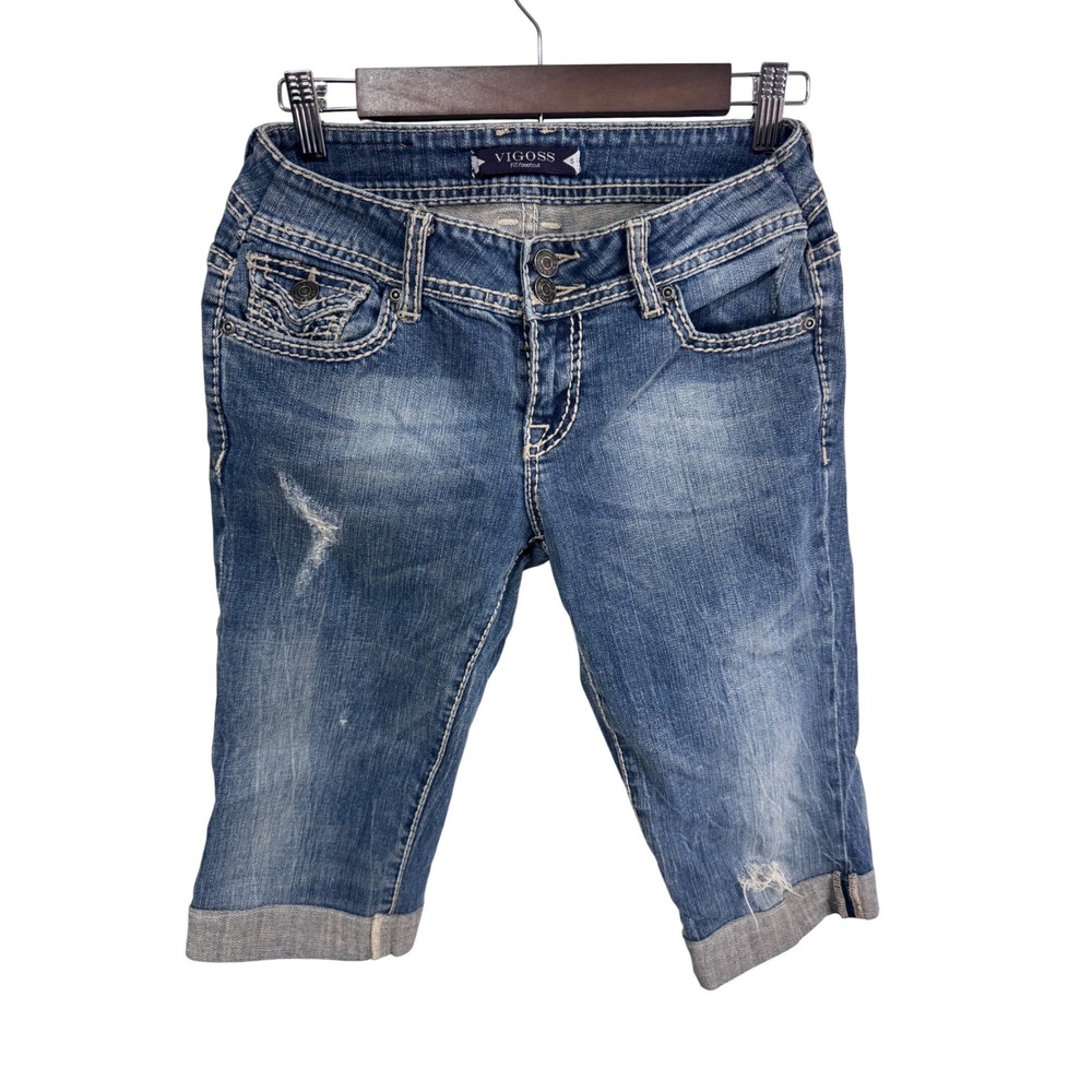 Vigoss Women's Denim Bermuda Shorts Distressed Mid Rise‎ Size 5